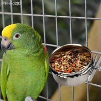 Stainless Steel Pet Birds Parrot Feeder Round Bird Parrot Aviary Pet Food Water Feeding Bowl Pets Hang Cage Clip Cup Dispenser