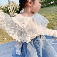 Girls Lace Shirt Spring 2020 Korean Baby Girl Ruffled Sweet Bottoming Shirt Kids Girls Lovely Lace Top Toddler Princess Blouse