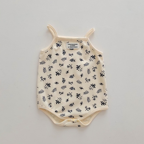 1 bộ áo liền quần hai dây vải cotton cho bé gái sơ sinh 0-3 tuổi - ảnh sản phẩm 1