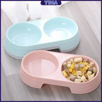 Yiha ชามข้าวแมว ชามข้าวหมา แบบ 2 หลุม 2 Size ชามใส่น้ำ และอาหาร ชามพกพา Pet bowl