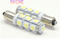 Shine Negari 2 X BA9S T4W สีขาวบริสุทธิ์5050 SMD 13 LED ไฟท้ายรถยนต์หลอดไฟภายใน