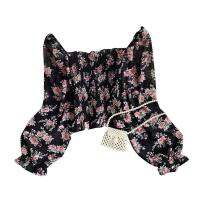 ใหม่เสื้อลําลองสําหรับสตรีผ้าชีฟองแขนยาวลายดอกไม้
