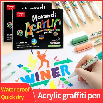 24 pcs Morandi Acrylic Paint Pens Soft Brush Tip, Pastel
