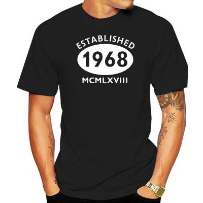 เสื้อเชิ้ตผู้ชายมีตัวเลขโรมัน1968ตัวเสื้อยืด100% พิมพ์ลายคอกลมแฟชั่นแขนลำลองขาสั้นเสื้อใหม่สำหรับฤดูร้อนสินค้าคอกลม