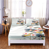 Lotus Digital Printed 3pc Polyester Fitted Sheet Mattress Cover Four Corners with Elastic Band Bed Sheet Pillowcases