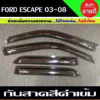 คิ้วกันสาดประตู กันสาด กันฝน 4 ชิ้น สีดำเข้ม FORD ESCAPE 2003 2004 2005 2006 2007 2008