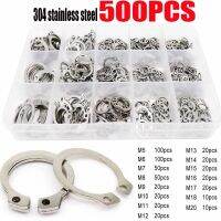 500PCS M5-M20 Circlip External/Internal Retaining E-type Cir clip Lock Snap Ring Set holes Shaft Collar Washer Stainless Steel Nails Screws  Fasteners