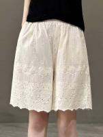 Spot Casual Shorts 2023 Summer New Fresh Embroidery Lace Wide-Leg Pants Female Versatile Double-Layer Hot 2302-1