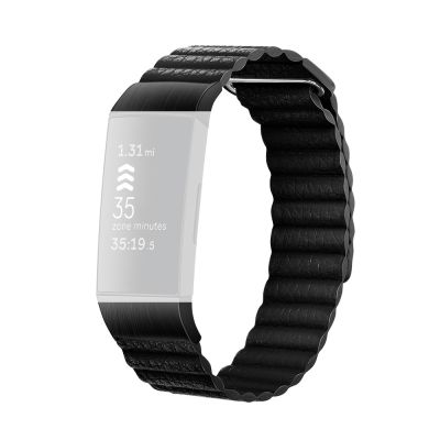 สายนาฬิกาหนังแม่เหล็ก18มม. สำหรับ Fitbit Charge 4/3,Sizeแว่นกันแดด S (สีดำคลาสสิก) (ลดเอง)