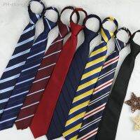 37x6cm cravatte con cerniera per uomo Lazy Necktie Stripes stretto Striped Ready Knot Zipper Tie Neckwear Business Plaid Dot Gentleman Leisure