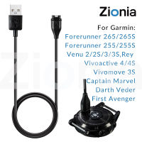 Zionia เครื่องชาร์จ USBสายชาร์จสำหรับ Garmin Instinct Solar Esports Fenix 7X/7/7S/6S/6/6X Pro Sapphire/5/5X/5S Plus Approach S10/X10/S12/S42/S40/S60/S62 Venu 2S 3 3S SQ Vivomove 3S/Luxe/Style Captain Marvel Rey Forerunner 255/255S Music 265 265S 965