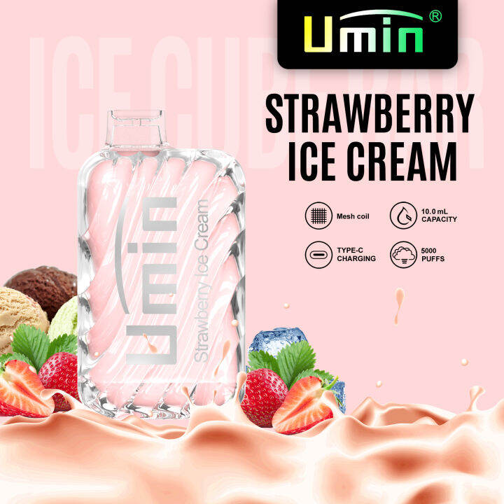 VAPE Ejuice Ice Cube 5000 puffs Strawberry Ice Cream Lazada