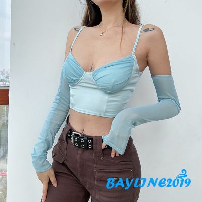 BAY-Women´s Tank Tops, Solid Color Spaghetti V Neck Crop Vest with Half Sleeve Base Shirt for Women Teens