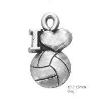 Antique silver plated i love volleyball word charms sporty lover charms for celets