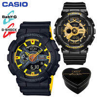 G-Shock Baby-G GA110 BA110 ชายและหญิงคู่กีฬานาฬิกากันน้ำและกันกระแทกเวลาโลกนำหน้าจอแสดงผลคู่ 4 ปีรับประกันสากล BA-110-1A GA-110BY-1A