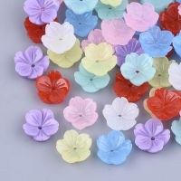 50pc Resin Bead Caps 5-Petal Flower Mixed Color 9.5x9.5x3.5mm Hole: 1mm