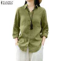 卐♣ ZANZEA Women Causal Long Sleeve Holiday Lapel Collar Button-down Solid Blouses