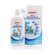 Combo Nước rửa bình sữa rau củ quả và phụ kiện cho bé Pigeon túi 450ml +