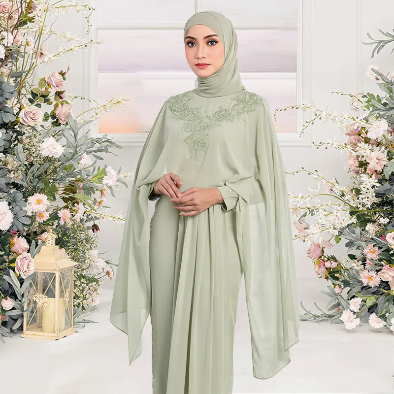 JOJOBars Baju Kurung Chiffon Pleated Dress Lace Ironless Nikah/Tunang  Muslimah Baju Kebaya | Lazada