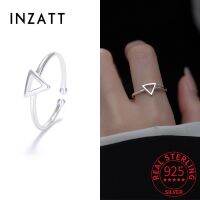 {BUSA Fashion Accessories} INZATT Real 925 Sterling Silver Hollow Triangle เปิดแหวนแฟชั่นผู้หญิงคลาสสิกเครื่องประดับ Fine Minimalist อุปกรณ์เสริม