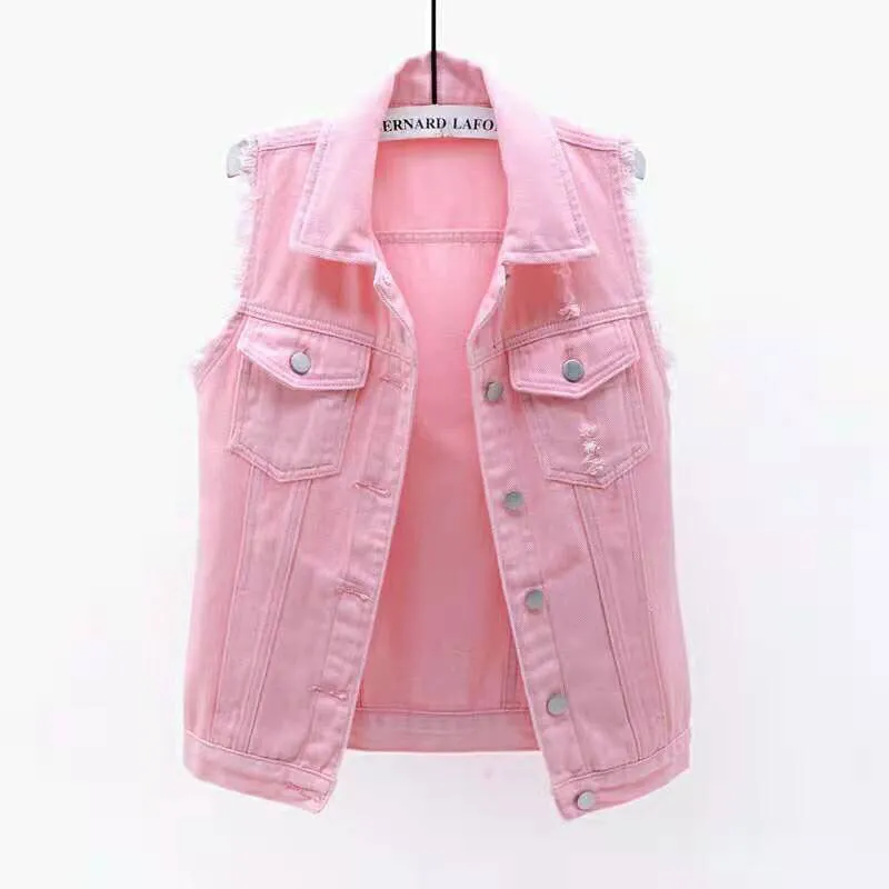 Colored denim sale vest