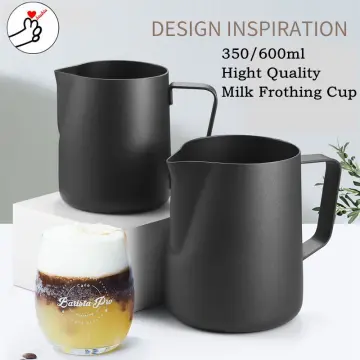 High Borosilicate Glass Milk Frothing Pitcher with Measurement, 20oz/600ml  Hammer Heat Resistant Glass Milk Coffee Cappuccino Latte Art Steaming