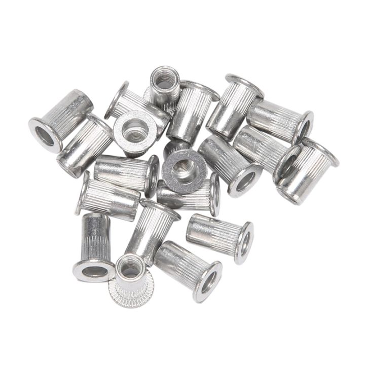m5-aluminum-flat-head-rivet-nut-insert-nuts-silver-tone-20pcs