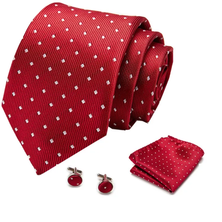 men-tie-red-polka-dot-quality-wedding-tie-for-men-tie-hanky-cufflink-silk-tie-set-designer-business