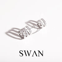 SWAN - Baguette Chain Ring แหวนเงินแท้ แหวนทรงโซ่ ใส่ข้อนิ้ว ฝังเพชรบาแกตต์คิวบิกเซอร์โคเนีย cubic zirconia