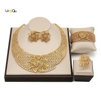 【lz】┅✿♣  Designer marroquino tradicional conjunto de jóias personalizadas para mulheres Dubai 18k banhado a ouro colar e brincos casamento nupcial conjuntos de jóias