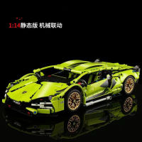 (HOT) เข้ากันได้กับ Building Blocks Lambo Keini Bugatti V12 รถสปอร์ตโมเดลประกอบบล็อกของเล่นรถของขวัญ