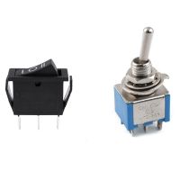 2PCS 3 Pin SPDT ON-OFF-ON 3 Position Snap Rocker Switch with 6 Pin DPDT On/on 2 Position Mini Toggle Switch Blue