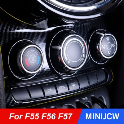 Car Carbon Fiber A/C Air Condition Switch Adjust Central Cover Sticker For Mini Cooper Hatchback F55 F56 F57 Car Accessories