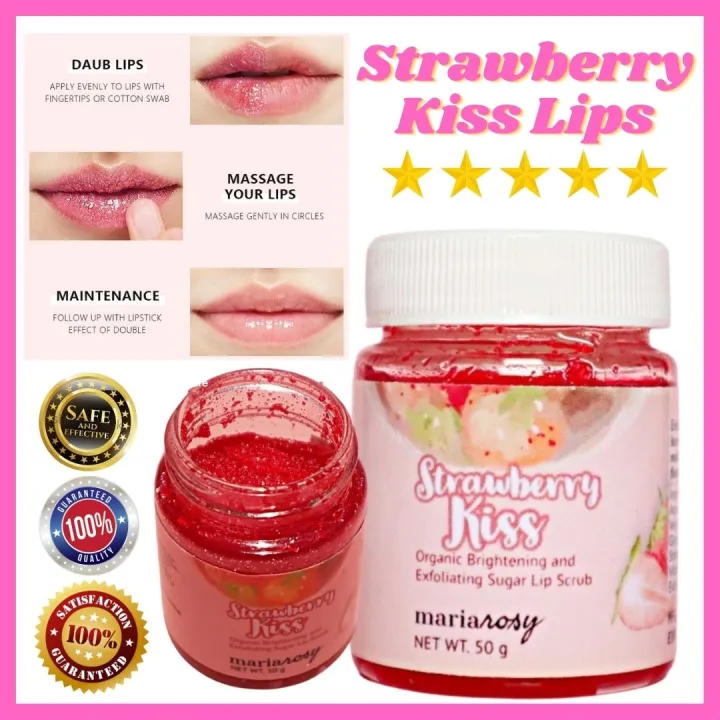 Strawberry Lips Lip Scrub for Dark Lips Whitening , Lip Balm for Dry