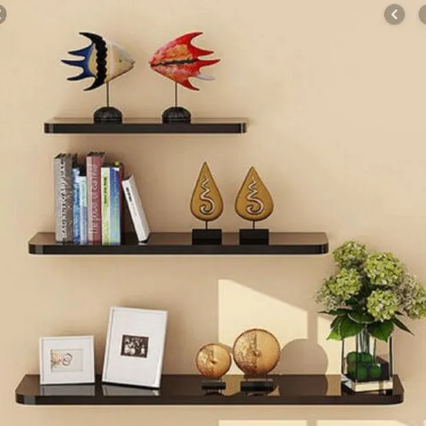 3LAYER WOOD FLYWOOD (BLACK) Hanging wood display shelf bookshelf wall