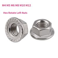 M4 M5 M6 M8 M10 M12 Reverse Thread Flange Nut A2 Stainless Steel Hex Rotate Left Nuts Bar Wine Tools