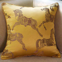 DUNXDECO Cushion Cover Decorative Square Pillow Case Luxury Chinese Style Vintage Horse Jacquard Coussin Home Office Sofa Deco