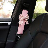 Universal Car Seat Belt Cover Cute Bow Tie Soft Plush Protector Shoulder Pad Styling Car Accessories Pink Princess Bow Decor Car Seat Covers