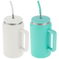 New Insulated Tumbler Mug With Straw Lid And Handle 1500Ml Large Capacity Thermos Cup 304 Stainless Steel Car Water Bottle