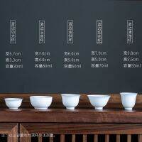 [COD] Jizheng sweet white and blue side thin tire tea transparent kung fu teacup porcelain set home guests drinking