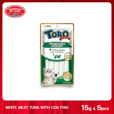 [MANOON] TORO Plus+ White Meat Tuna with Cod Fish  ปลาทูน่าเนื้อขาวกับปลาค็อด ขนาด 15 กรัม x 5 ซอง