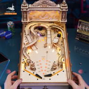 Bản Tiếng Anh Đồ chơi xếp hình bằng gỗ 3D ROBOTIME ROKR Pinball Machine