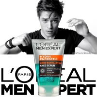 LOréal Men Expert Hydra Energetic Deep Exfoliating Face Scrub 100ml สครับทำความสะอาดผิวหน้าผู้ชายสูตรปลุกความชุ่มชื้นสินค้านำเข้าจากออสเตรเลีย