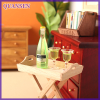 QUANSEN 1ชุด1:12 dollhouse Miniature ขวดไวน์ค็อกเทลขวดไวน์ถ้วยดื่มรุ่นเด็กแกล้งเล่นตุ๊กตาบ้านอุปกรณ์เสริม