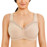 Womens Soft Cotton Plus Size Wirefree Non-Padded Full Coverage Lace Bra