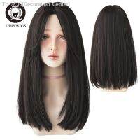 7JHH WIGS Long Straight Middle Part Synthetic Wig Daily Wear Non-Reflective Black Light Brown Wigs For Women Heat-Resistant Wig [ Hot sell ] Decoration Center