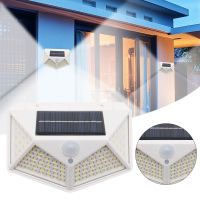 ไฟเซ็นเซอร์ตรวจจับการเคลื่อนไหว PIR สว่างพิเศษ Lampu Tenaga Surya 100LED สำหรับสวนโคมไฟติดผนังกลางแจ้งในสวน