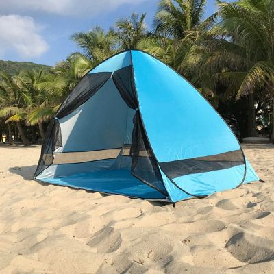 Gauze Net Tent Automatic Beach Tent Fully Automatic 2 Second Quick-Opening Anti-Mosquito Beach Sunshade Tent Outdoor Hiking Camping Tent