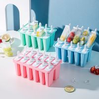 ☌♕۞ 4/6/10/12 Cells Ice Box Silicone Ice Cream Mold Reusable Popsicle Mould DIY Homemade Dessert Freezer Fruit Juice Ice Pop Maker