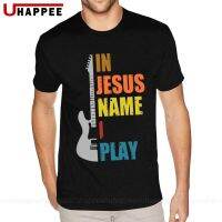 เสื้อยืดคอกลม แขนสั้น ผ้าฝ้าย พิมพ์ลายกีตาร์ In Jesus Name I Play สําหรับผู้ชาย